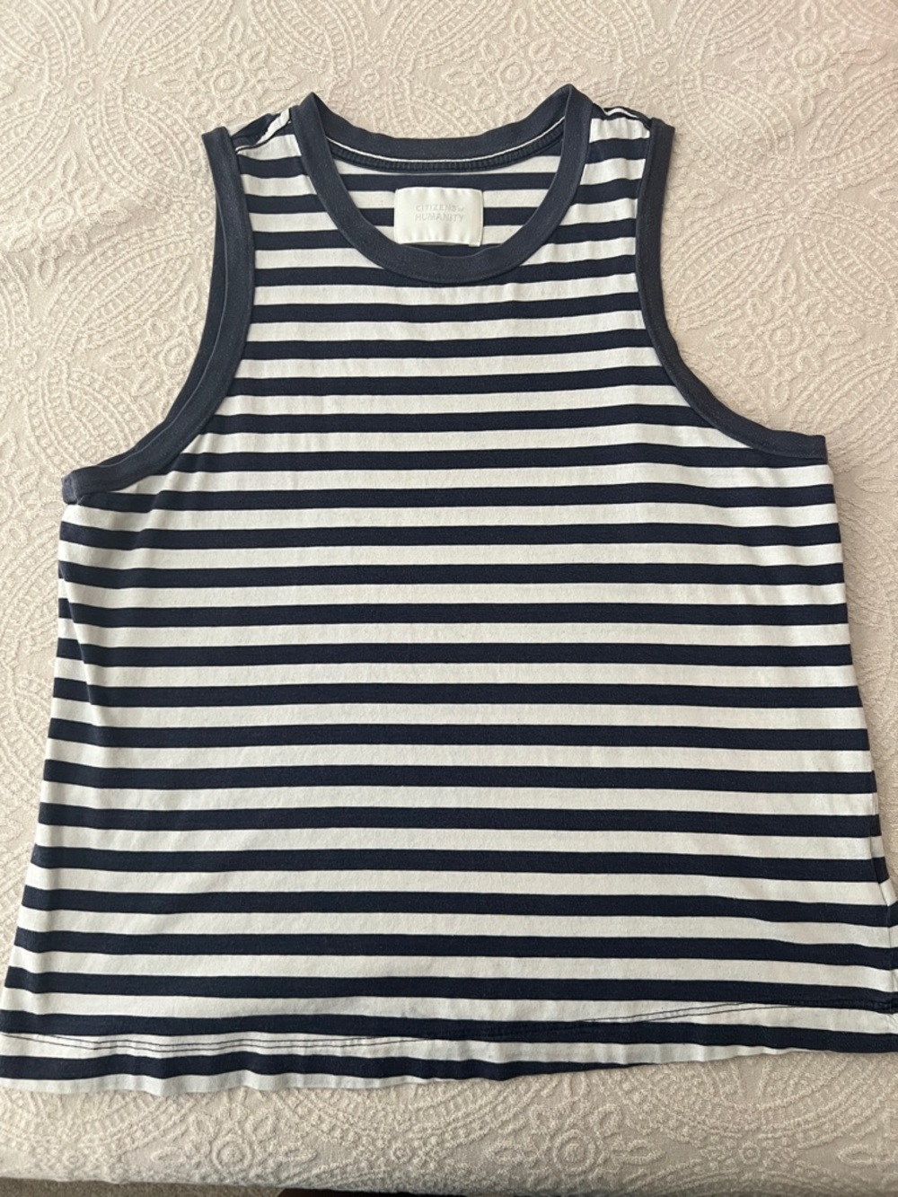 Citizens Of Humanity Navy and White Striped Tank Top